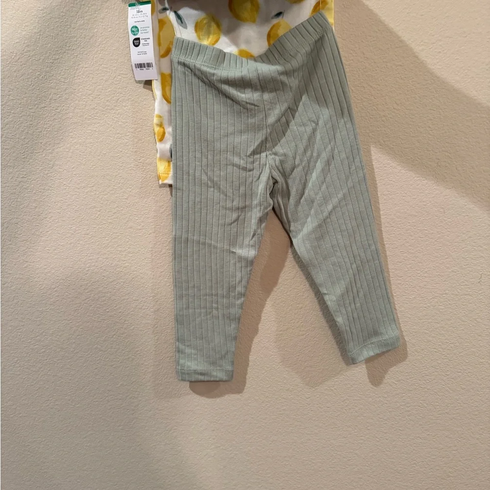 NWT Carter's Lemon Print Tee and Green Pants 4-Piece Set